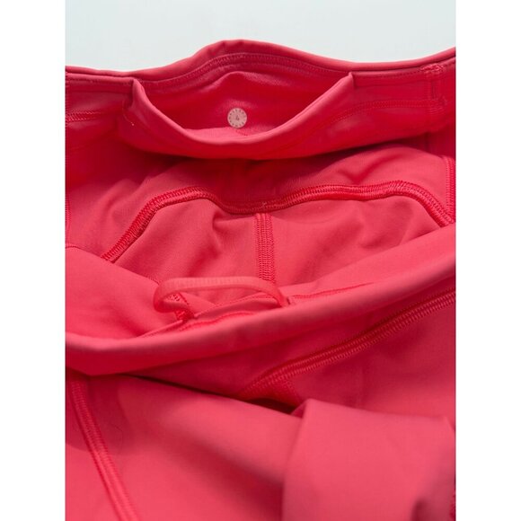 Lululemon On Pace Crop 21" Glossy Coral Pink Nulux Drop-In Pockets Mesh Size 4 - Picture 4 of 6